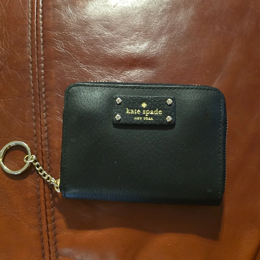 Kate Spade Black Leather Wallet with Gold Accents